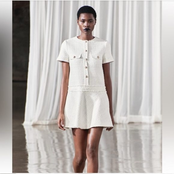 Zara Collection NWTs Textured Ercu Dress - Picture 1 of 11